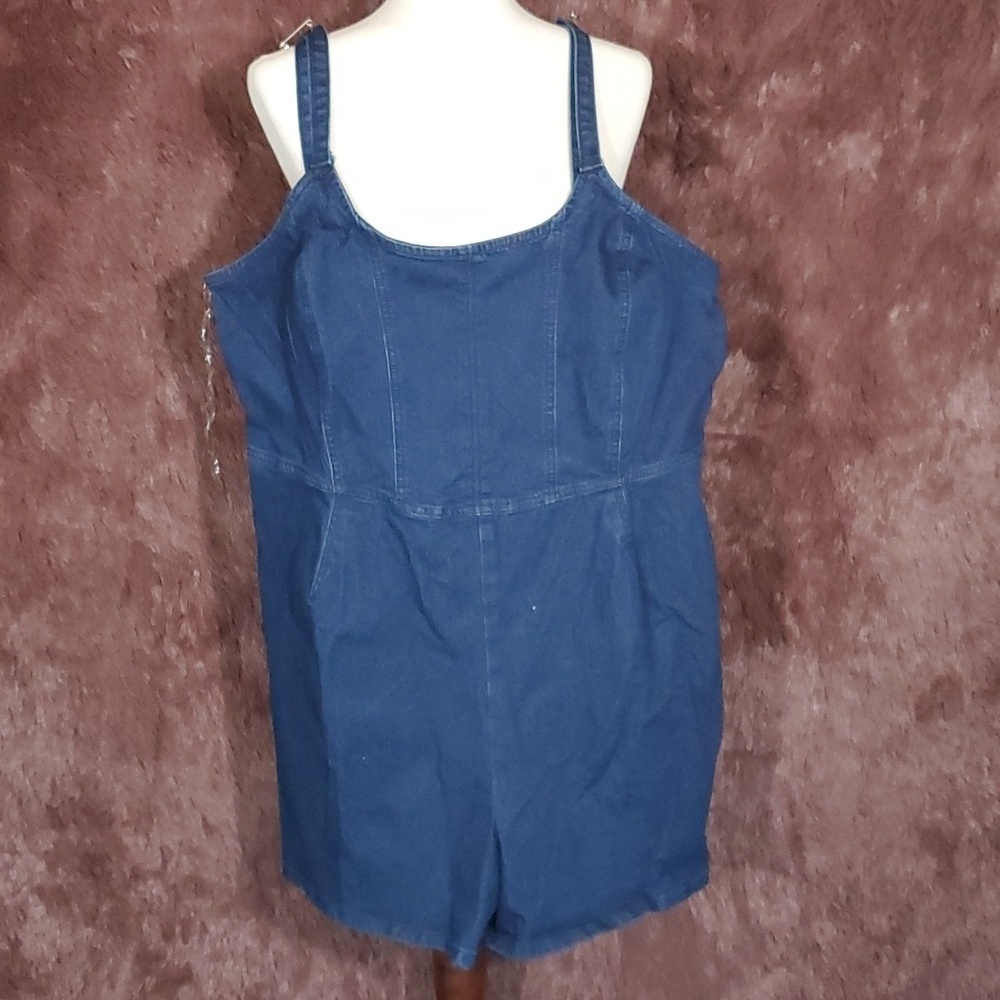 Derek Heart Denim Spaghetti Strap Short Romper Jumpsuit